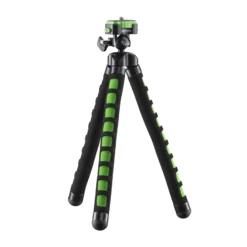 Mantona Kaleido Flex Stativ lime green - 270 x 43 x 43 mm - flexibel biegbar - mit Kugelkopf und Schnellwechselplatte - Reisestativ Travelstativ passend für Kameras, Smartphones, Action Cams