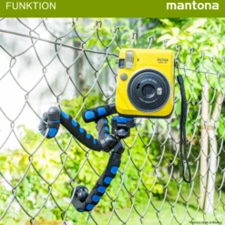 Mantona Kaleido Flex Stativ ocean blue - 270 x 43 x 43 mm - flexibel biegbar - mit Kugelkopf und Schnellwechselplatte - Reisestativ Travelstativ passend für Kameras, Smartphones, Action Cams
