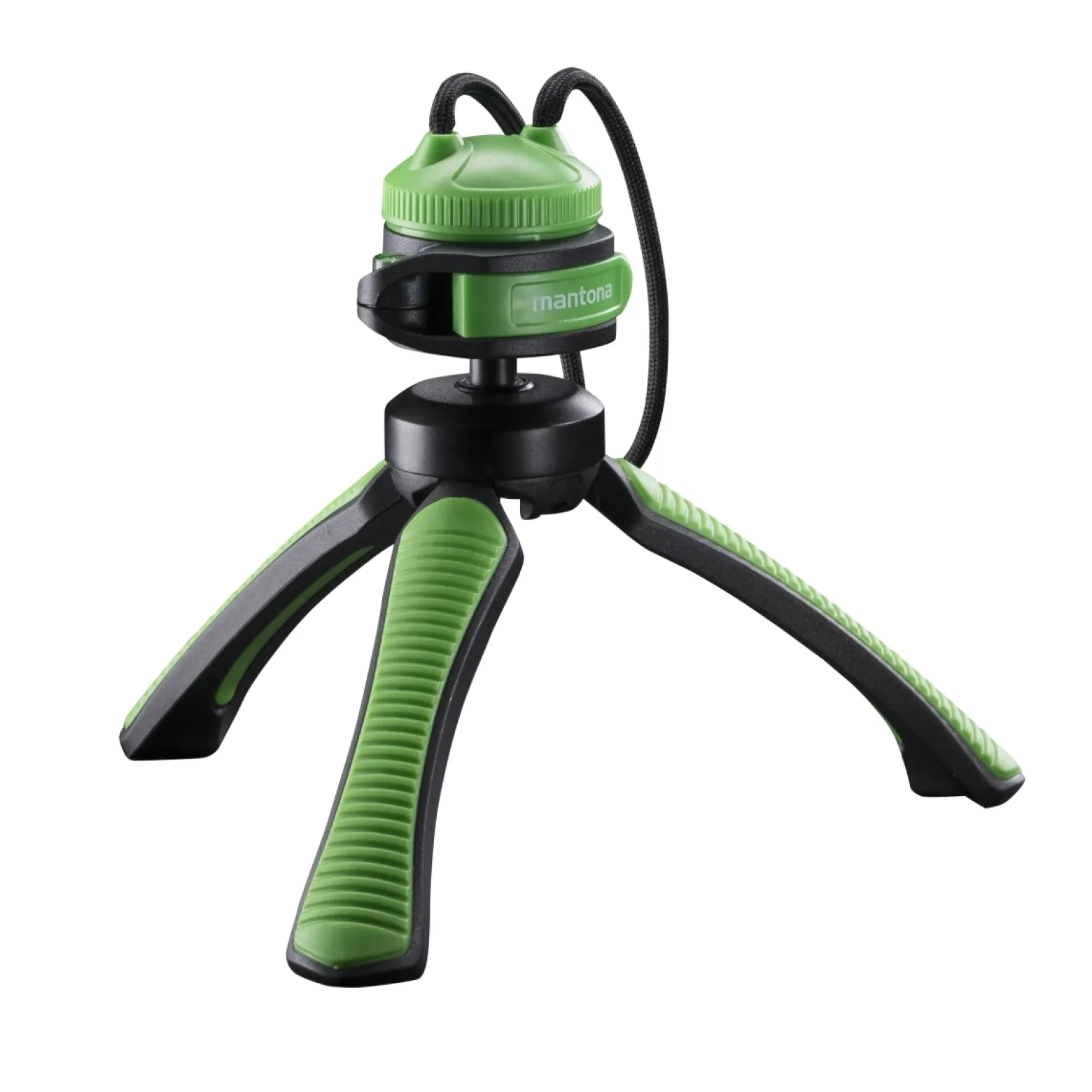 Mantona Kaleido Gaia Stativ lime green - 170 x 54 x 54 mm / Traglast max. 2,5 kg - kompaktes 3-Bein-Stativ, 360° Kugelkopf, 1/4" Anschluss, Wasserwaage, Schlaufe - Fotografie Studio