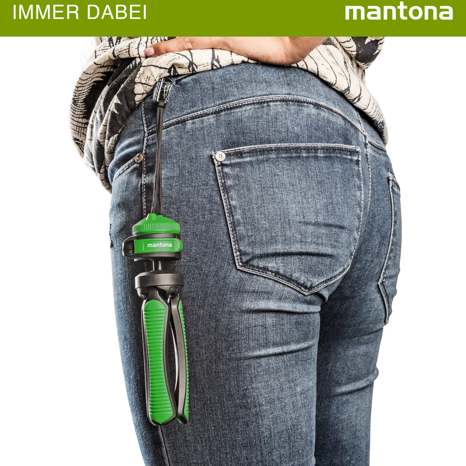 Mantona Kaleido Gaia Stativ lime green - 170 x 54 x 54 mm / Traglast max. 2,5 kg - kompaktes 3-Bein-Stativ, 360° Kugelkopf, 1/4" Anschluss, Wasserwaage, Schlaufe - Fotografie Studio