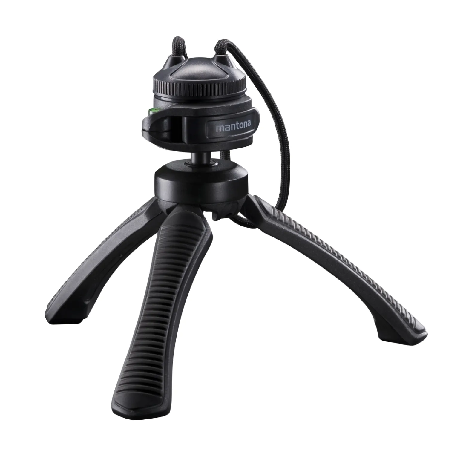 Mantona Kaleido Gaia Stativ night black - 170 x 54 x 54 mm / Traglast max. 2,5 kg - kompaktes 3-Bein-Stativ, 360° Kugelkopf, 1/4" Anschluss, Wasserwaage, Schlaufe - Fotografie Studio