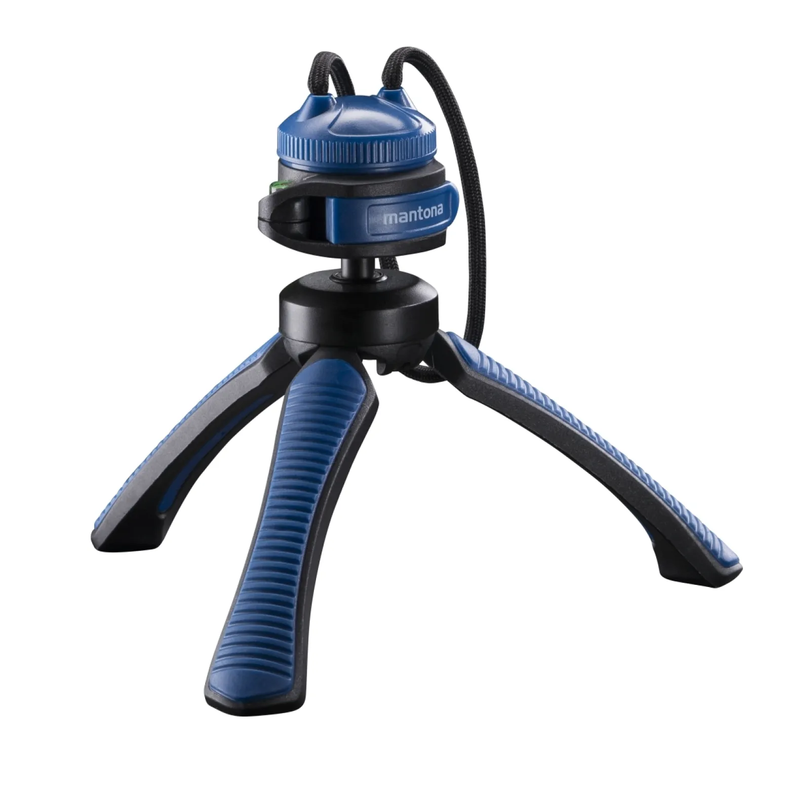 Mantona Kaleido Gaia Stativ ocean blue - 170 x 54 x 54 mm / Traglast max. 2,5 kg - kompaktes 3-Bein-Stativ, 360° Kugelkopf, 1/4" Anschluss, Wasserwaage, Schlaufe - Fotografie Studio