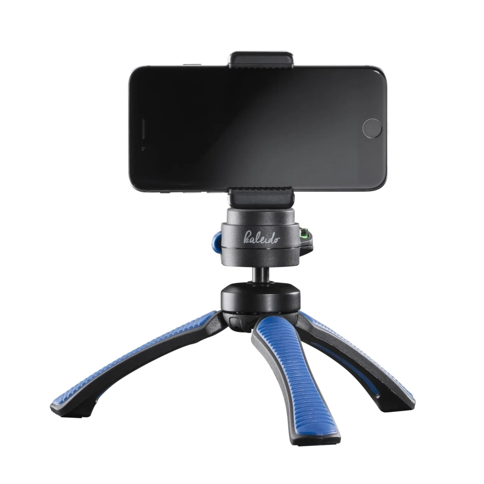 Mantona Kaleido Gaia Stativ ocean blue - 170 x 54 x 54 mm / Traglast max. 2,5 kg - kompaktes 3-Bein-Stativ, 360° Kugelkopf, 1/4" Anschluss, Wasserwaage, Schlaufe - Fotografie Studio