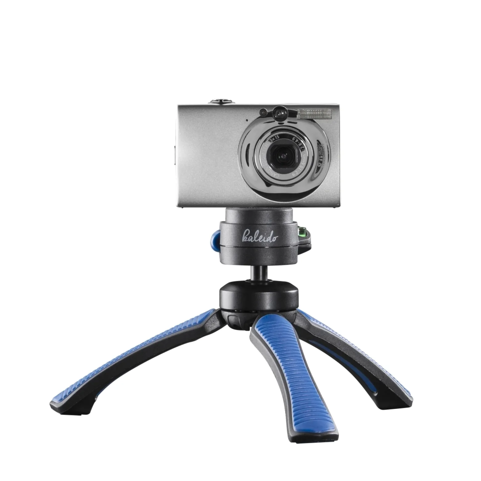 Mantona Kaleido Gaia Stativ ocean blue - 170 x 54 x 54 mm / Traglast max. 2,5 kg - kompaktes 3-Bein-Stativ, 360° Kugelkopf, 1/4" Anschluss, Wasserwaage, Schlaufe - Fotografie Studio