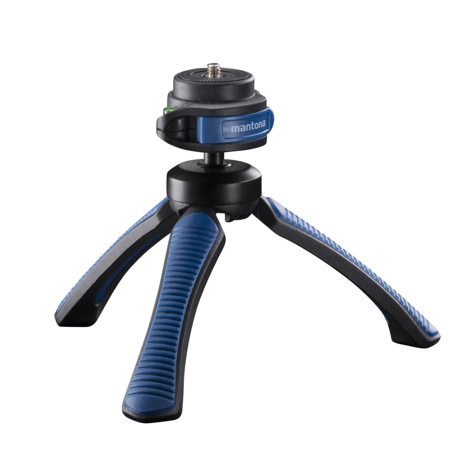Mantona Kaleido Gaia Stativ ocean blue - 170 x 54 x 54 mm / Traglast max. 2,5 kg - kompaktes 3-Bein-Stativ, 360° Kugelkopf, 1/4" Anschluss, Wasserwaage, Schlaufe - Fotografie Studio
