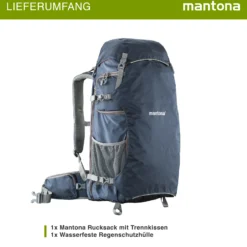 Mantona Kamera- & Drohnenrucksack elementsPro – universeller Outdoor-Rucksack für DSLR, Drohnen & Zubehör, flexibler Innenraum, mit 15,6 Zoll-Laptopfach, Stativhalterung, inkl. Regenschutz