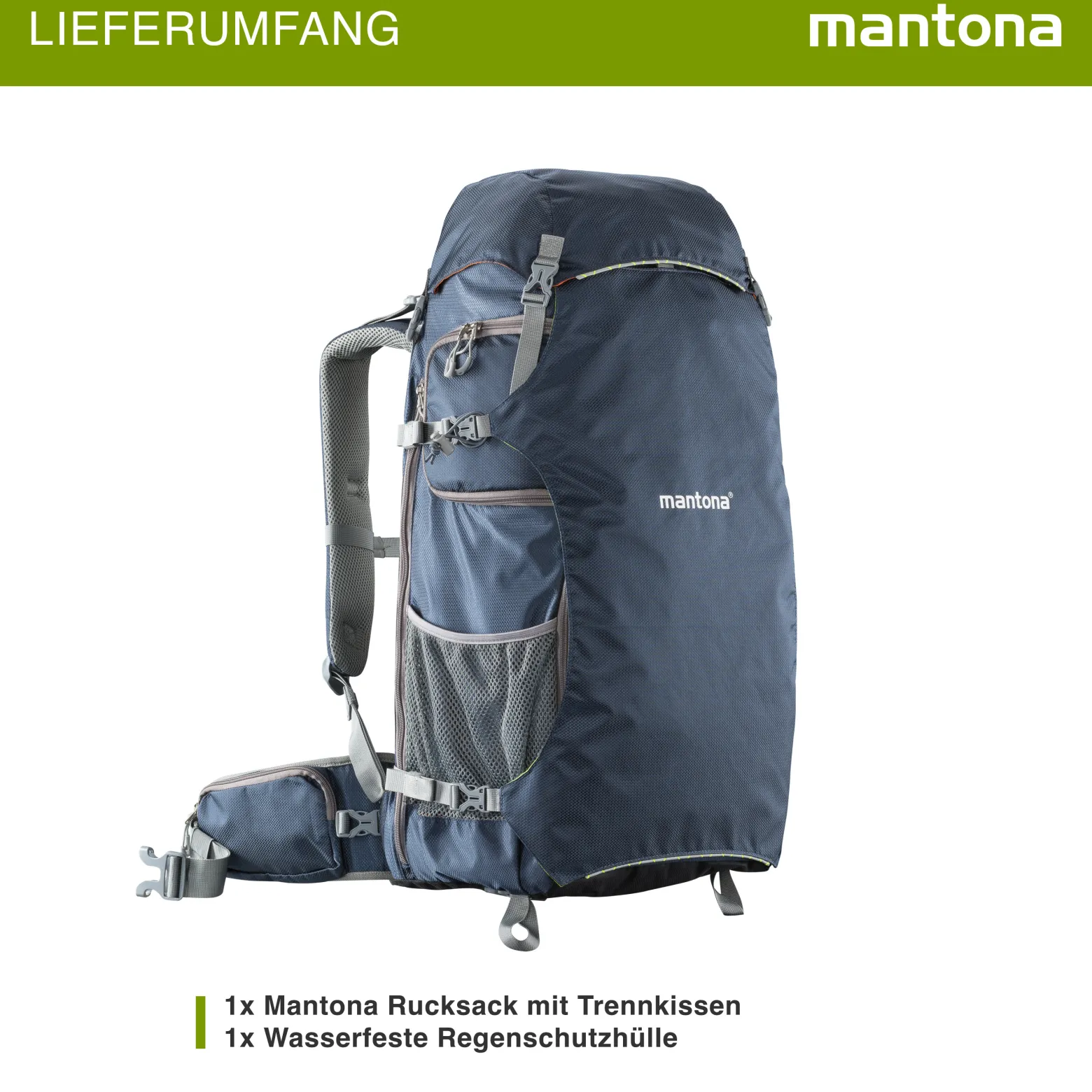 Mantona Kamera- & Drohnenrucksack elementsPro – universeller Outdoor-Rucksack für DSLR, Drohnen & Zubehör, flexibler Innenraum, mit 15,6 Zoll-Laptopfach, Stativhalterung, inkl. Regenschutz