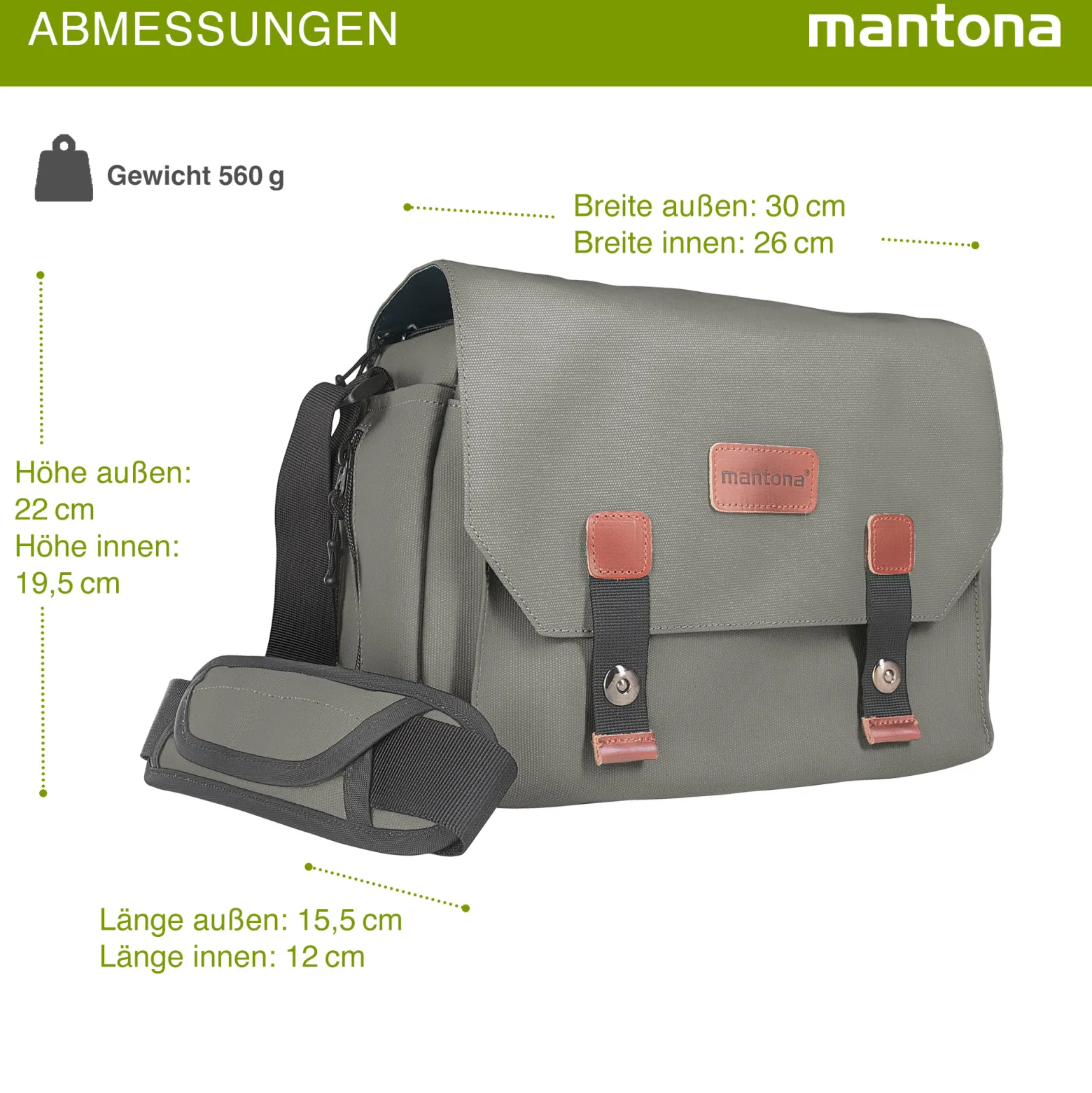 Mantona Kameratasche Milano grande (modische Universaltasche für Digital-Spiegelreflex-Kameras und Systemkameras plus Zubehör, Vintage, graues Interieur) grau 21648