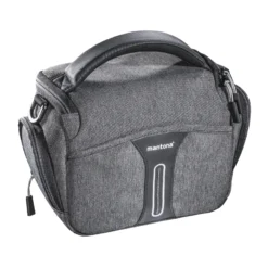 Mantona Kameratasche Tallinn Gr. L anthrazit, Fototasche inkl. gepolstertem Schultergurt, Camera Bag mit Trennstegen und Regenschutzhülle, tragbar als Schultertasche, Handtasche und Gürteltasche