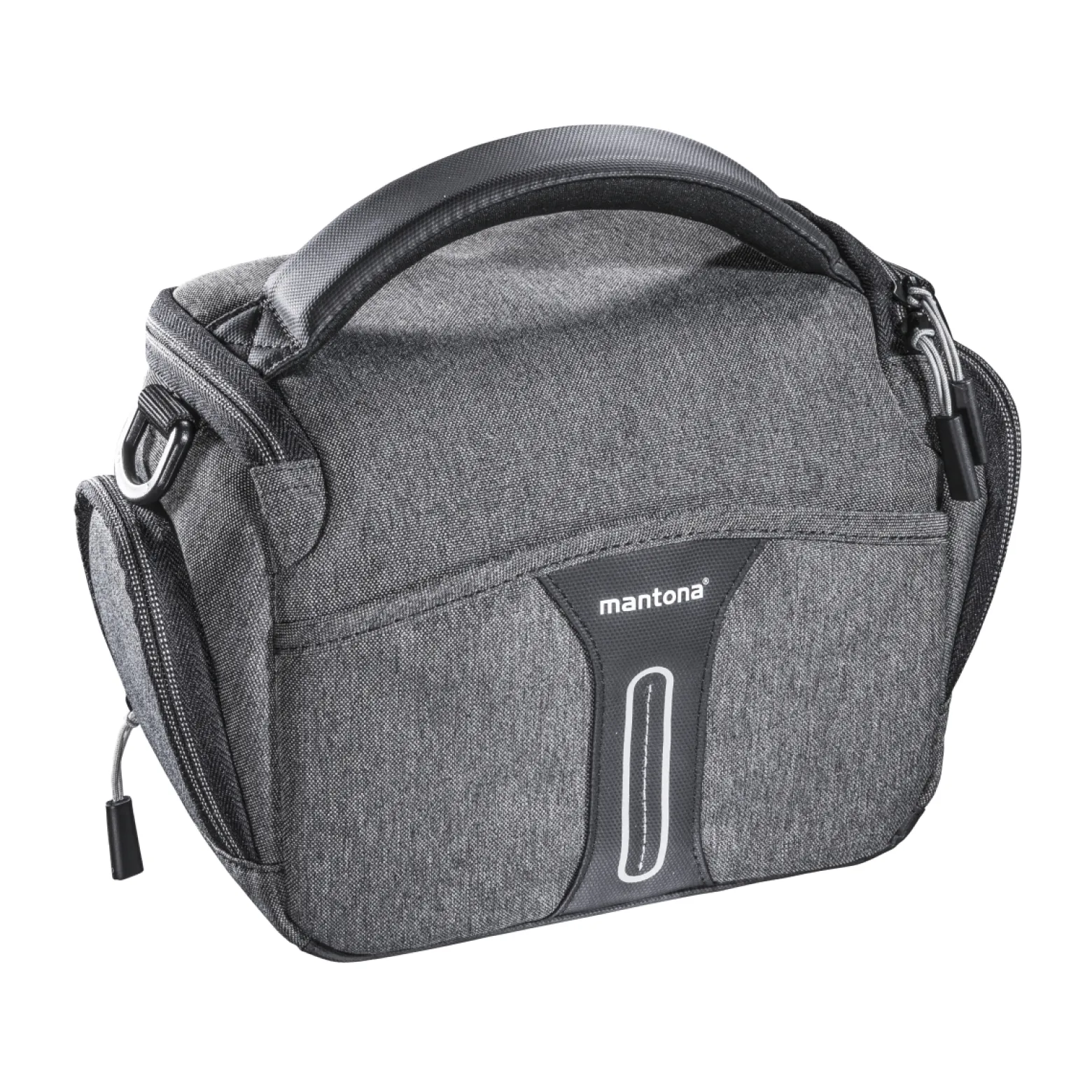 Mantona Kameratasche Tallinn Gr. L anthrazit, Fototasche inkl. gepolstertem Schultergurt, Camera Bag mit Trennstegen und Regenschutzhülle, tragbar als Schultertasche, Handtasche und Gürteltasche