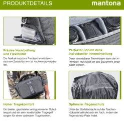 Mantona Kameratasche Tallinn Gr. L anthrazit, Fototasche inkl. gepolstertem Schultergurt, Camera Bag mit Trennstegen und Regenschutzhülle, tragbar als Schultertasche, Handtasche und Gürteltasche