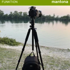 Mantona Kodiak L Fotostativ - 510 x 105 x 105 mm - 15 kg Traglast / 8-166 cm Höhe - Aluminium - stabiles Profi Fotostativ ohne Kugelkopf, mit schwenkbarer drehbarer Mittelsäule - Fotografie Atelier