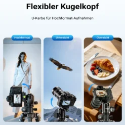 Mantona Kodiak L 284 + Onyx 8 Kugelkopf Set Fotostativ mit Stativkopf aus Aluminium mit Arca Swiss kompatibler Schnellwechselplatte