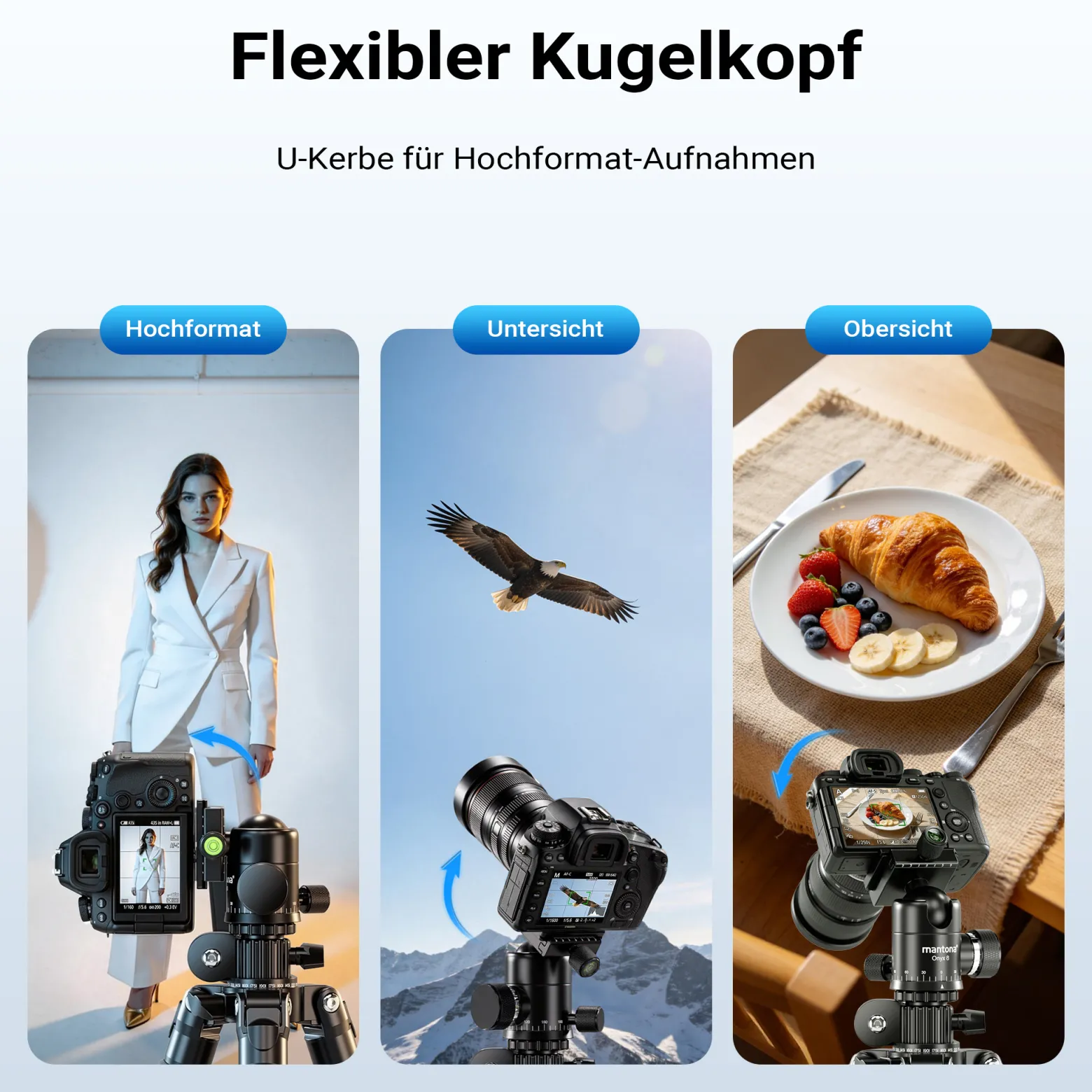 Mantona Kodiak L 284 + Onyx 8 Kugelkopf Set Fotostativ mit Stativkopf aus Aluminium mit Arca Swiss kompatibler Schnellwechselplatte