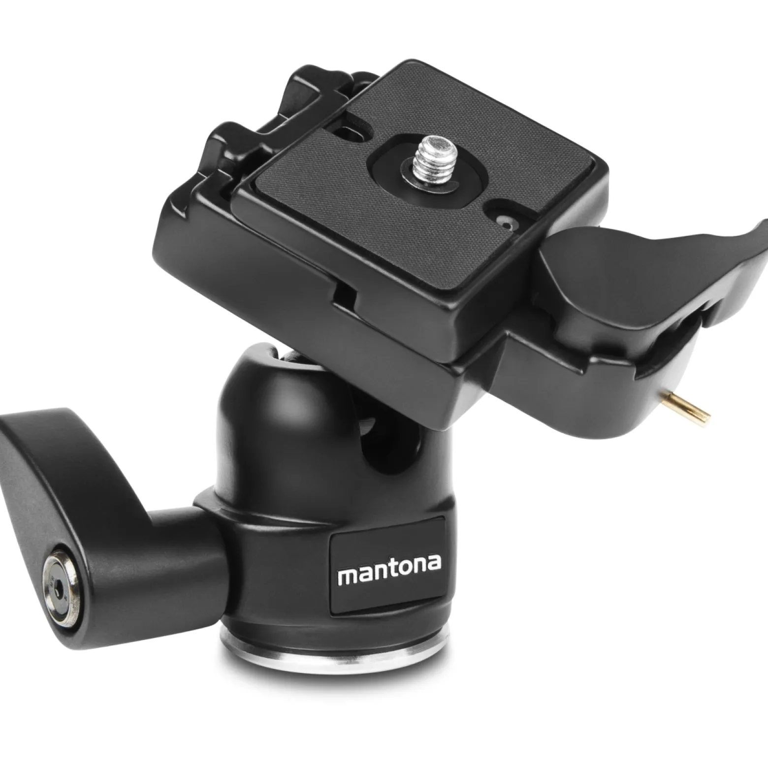 Mantona Kugelkopf für Stativ Basic Scout L - 80 x 65 x 90 mm - mit Schnellwechselplatte - Anschluss 3/8" / 1/4" - für Fotostativ Reisestativ Travelstativ passend für Kameras