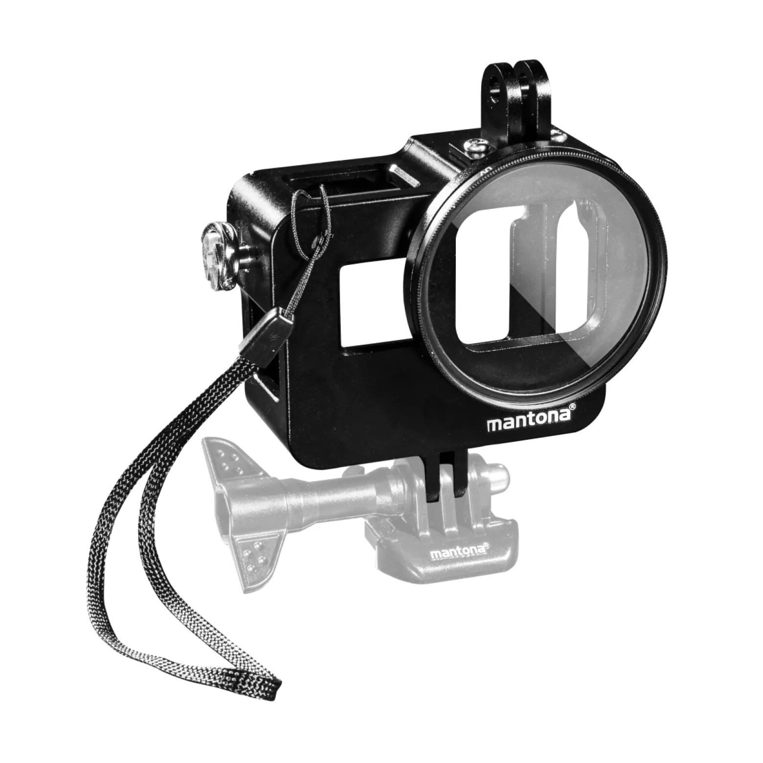 Mantona Magic Alu Cage kompatibel mit GoPro Hero 5 6 7, Mount & Blitzschuh, 52 mm Filtergewinde, freier Zugang zu Anschlüssen, inkl. UV-Filter & Zubehör