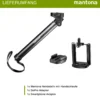 Mantona Mono-/Handstativ Selfy - 250 x 40 x 40 mm - kompatibel mit GoPro, Smartphone, Kompaktkamera u. a. - schwarz - Selfiestick Handystick Selfiestange für Fotografie und Videokameras