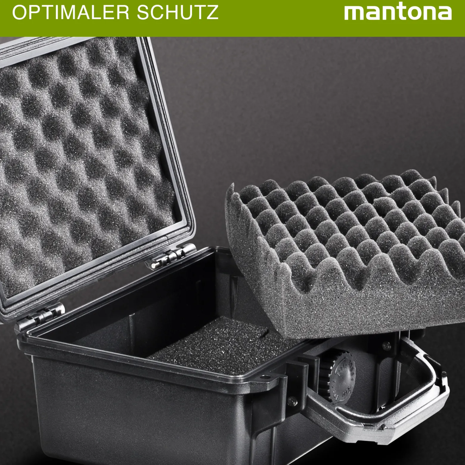 Mantona Outdoor Schutzkoffer S, wasserdichter Fotokoffer, Kamerakoffer staubdicht & stoßfest, Transportkoffer mit Schaumstoffeinlagen, ideal für Kameras, Objektive & Zubehör