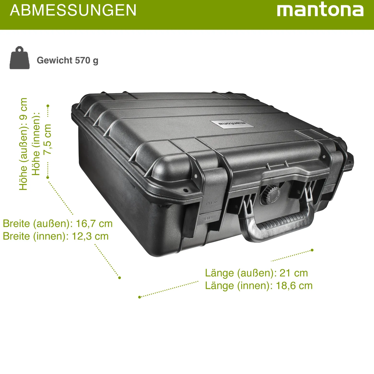 Mantona Outdoor Schutzkoffer S, wasserdichter Fotokoffer, Kamerakoffer staubdicht & stoßfest, Transportkoffer mit Schaumstoffeinlagen, ideal für Kameras, Objektive & Zubehör