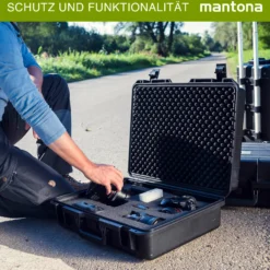 Mantona Outdoor Schutzkoffer S, wasserdichter Fotokoffer, Kamerakoffer staubdicht & stoßfest, Transportkoffer mit Schaumstoffeinlagen, ideal für Kameras, Objektive & Zubehör