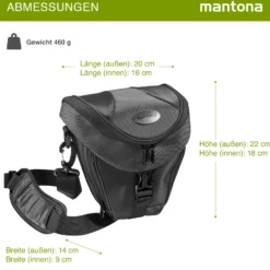 Mantona Premium Colt Schultertasche schwarz – 220 x 200 x 140 mm – Outdoor Kameratasche mit Tragegurt Polsterung Schnellzugriff Staubschutz Fach – kompakt, wasserdicht – für Spiegelreflex DSLR Kamera