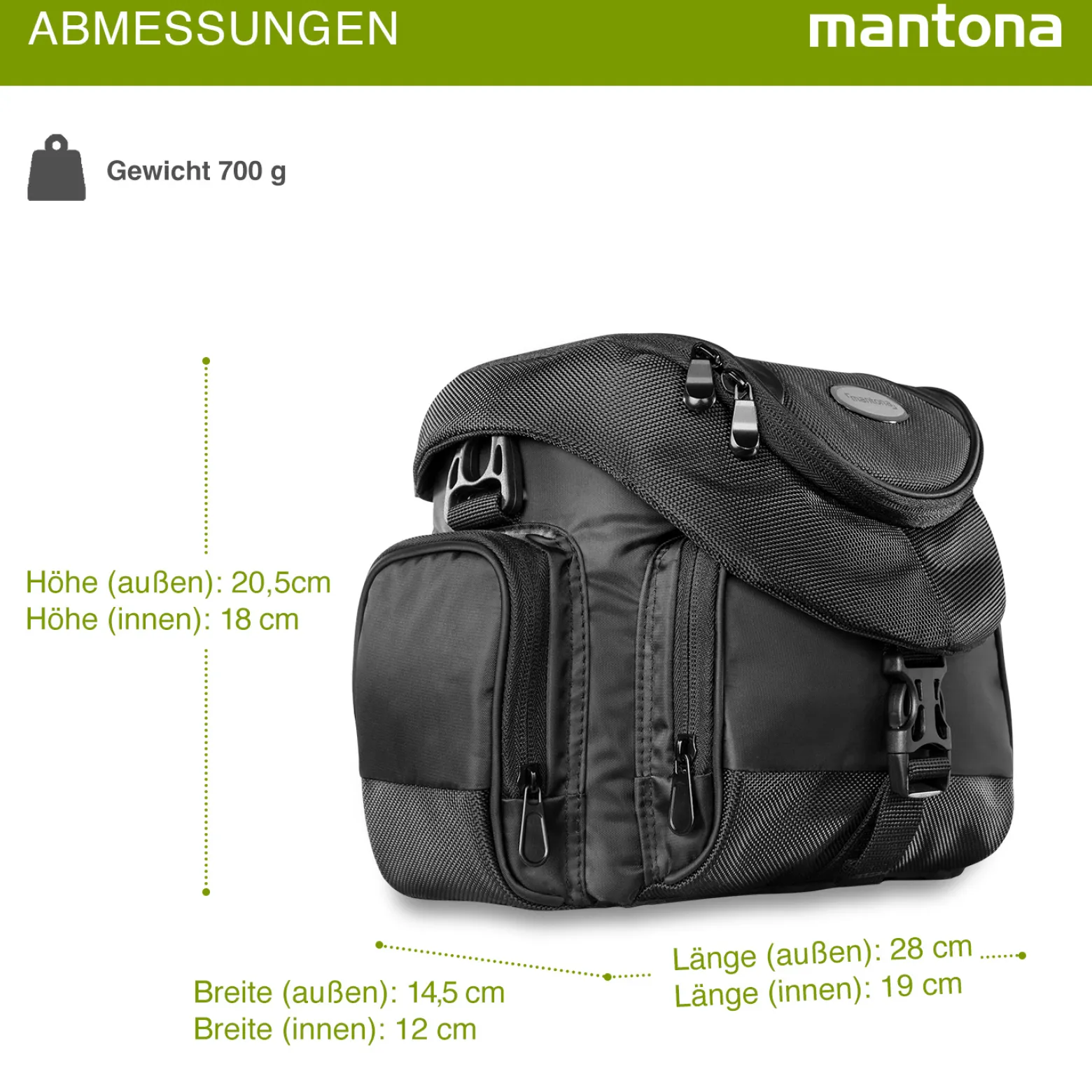 Mantona Premium Fototasche schwarz, wasserabweisend mit Staubschutz, Kamera Umhängetasche mit viel Stauraum, Fotoapparat Tasche mit Tragegurt und Zubehörfach