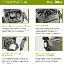 Mantona Premium Kameratasche - Passend für DSLR & DSLM Kameras mit Objektiv (inkl. Staubschutz, gepolstertem Schultergurt, Clipverschluss, anpassbarer Inneneinteilung) taupe