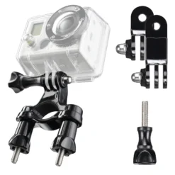 Mantona Rohrbefestigung inkl. Winkelstück - 100 x 55 x 15 mm - Rohr Ø bis 4 cm - kompatibel mit GoPro Hero 11 10 9 8 7 6 5 4 3+ - Fahrradhalterung