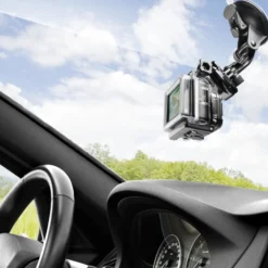 Mantona Saugnapfhalterung, Kamerhalterung mit 7-cm-Saugnapf, Stativ für Action Cam, Digital- & Kompaktkamera oder Smartphone, Autohalterung für kreative Aufnahmen