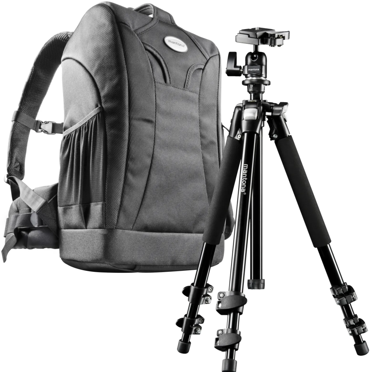 Mantona Scout Trekking 2in1 Set inkl. Fotorucksack Trekking und Kamerastativ Scout für DSLR- und Systemkameras