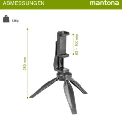 Mantona Smartphone Mini Stativ Kit Set aus Handyhalterung und Tischstativ für Video, Fotografie und Vlogging