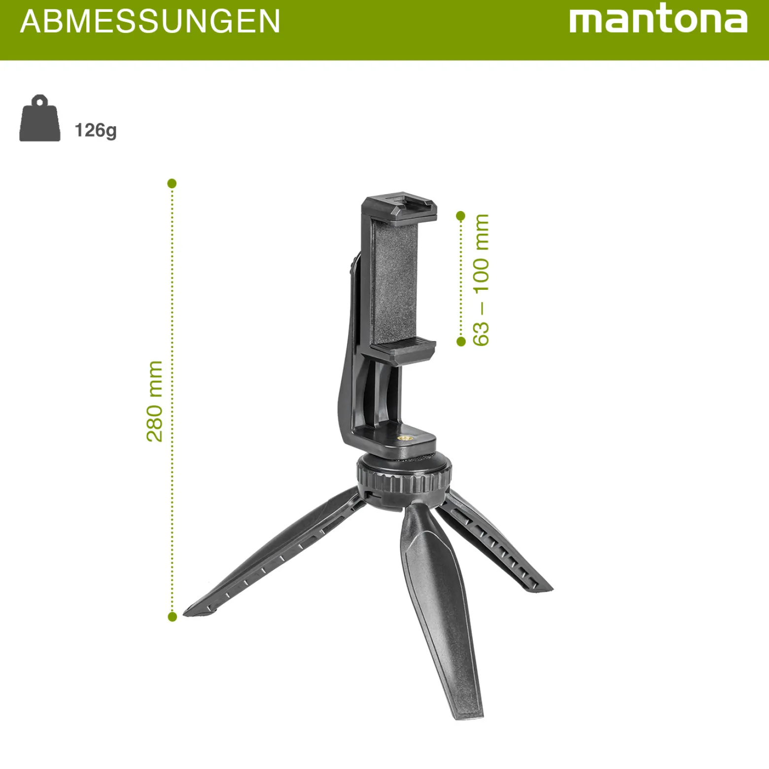 Mantona Smartphone Mini Stativ Kit Set aus Handyhalterung und Tischstativ für Video, Fotografie und Vlogging