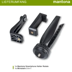 Mantona Smartphone Mini Stativ Kit Set aus Handyhalterung und Tischstativ für Video, Fotografie und Vlogging