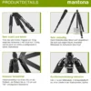 Mantona Wolverine L 284 Kamerastativ Aluminium, Fotostativ bis 15 kg, höhenverstellbar bis 166 cm, Stativ mit Spikes, Libelle, LED Lampe, als Dreibein und Einbein-Stativ nutzbar
