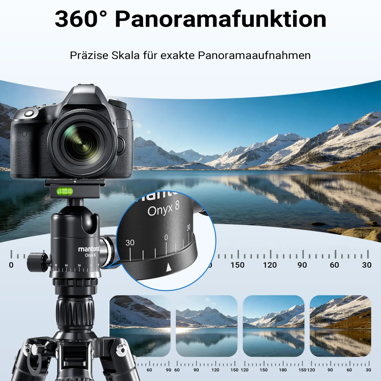 Mantona Wolverine L 284 + Onyx 8 Kugelkopf Set Fotostativ mit Stativkopf aus Aluminium mit Arca Swiss kompatibler Schnellwechselplatte