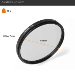 Massa CPL Polfilter - 58 x 58 x 7 mm - mehrfach vergütete Glaslinsen - für sattere Farben, verbesserte Schärfe und reduzierte Spiegelungen - Foto Kamera Zubehör