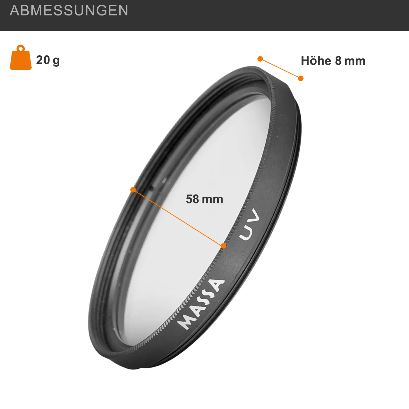 Massa UV Filter - 58 x 58 x 8 mm - für sattere Farben, verbesserte Schärfe und reduzierte UV-Strahlen - Foto Kamera Zubehör