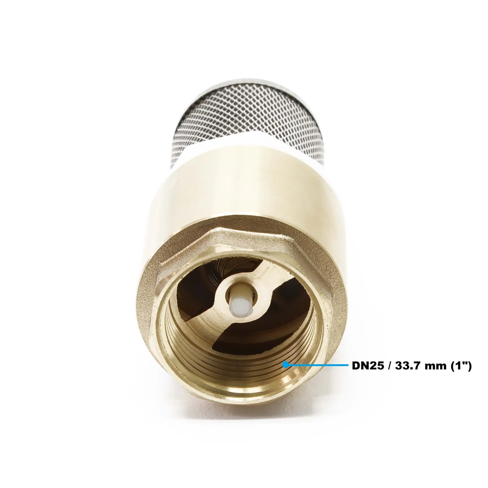 Messing Fußventil mit Rückschlagventil und Edelstahlkorb Saugkorb für Saugschlauch DN25 (1") 33,7mm