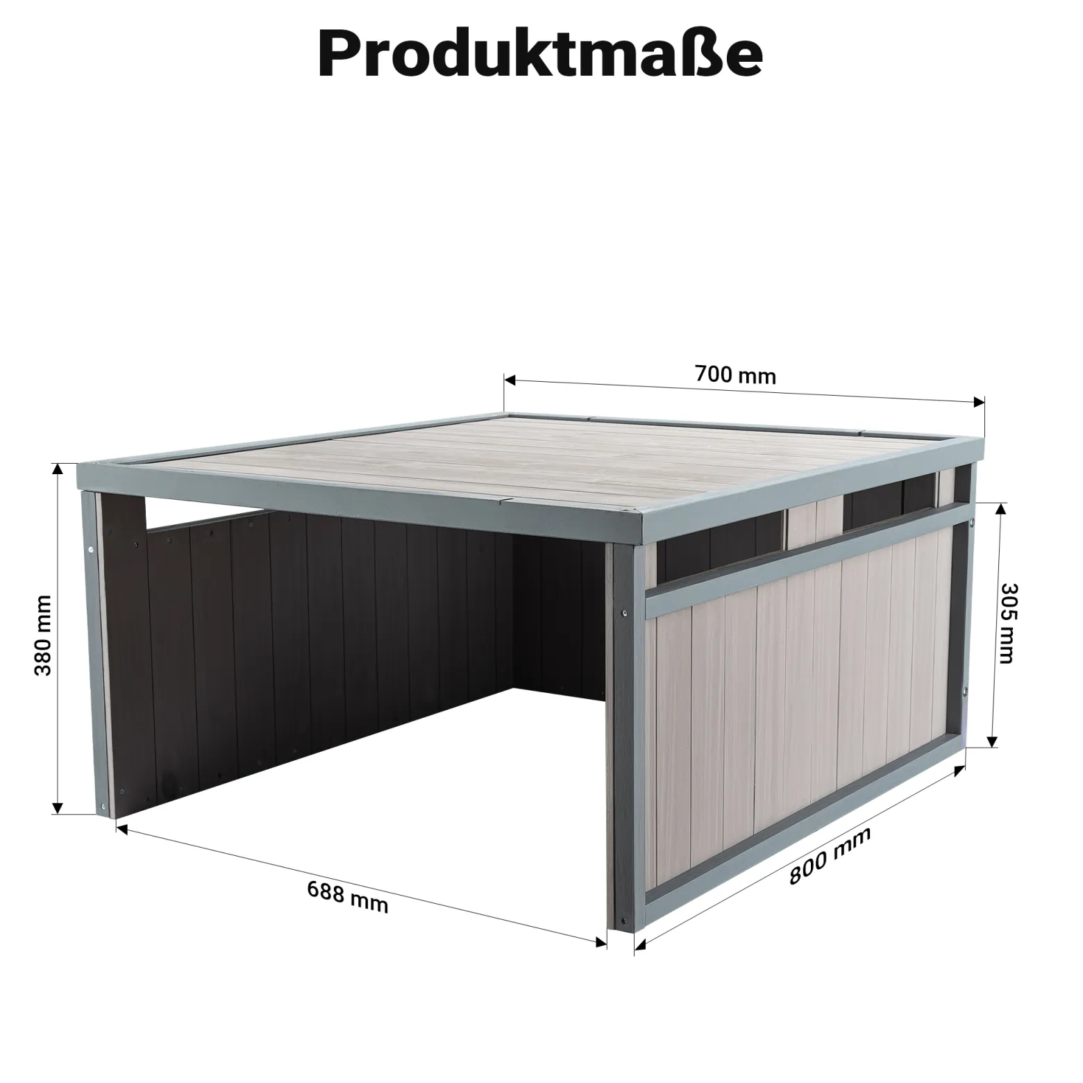 Mähroboter Holzgarage Flachdach Massivholz Unterstand Carport Grau 80x70x38cm