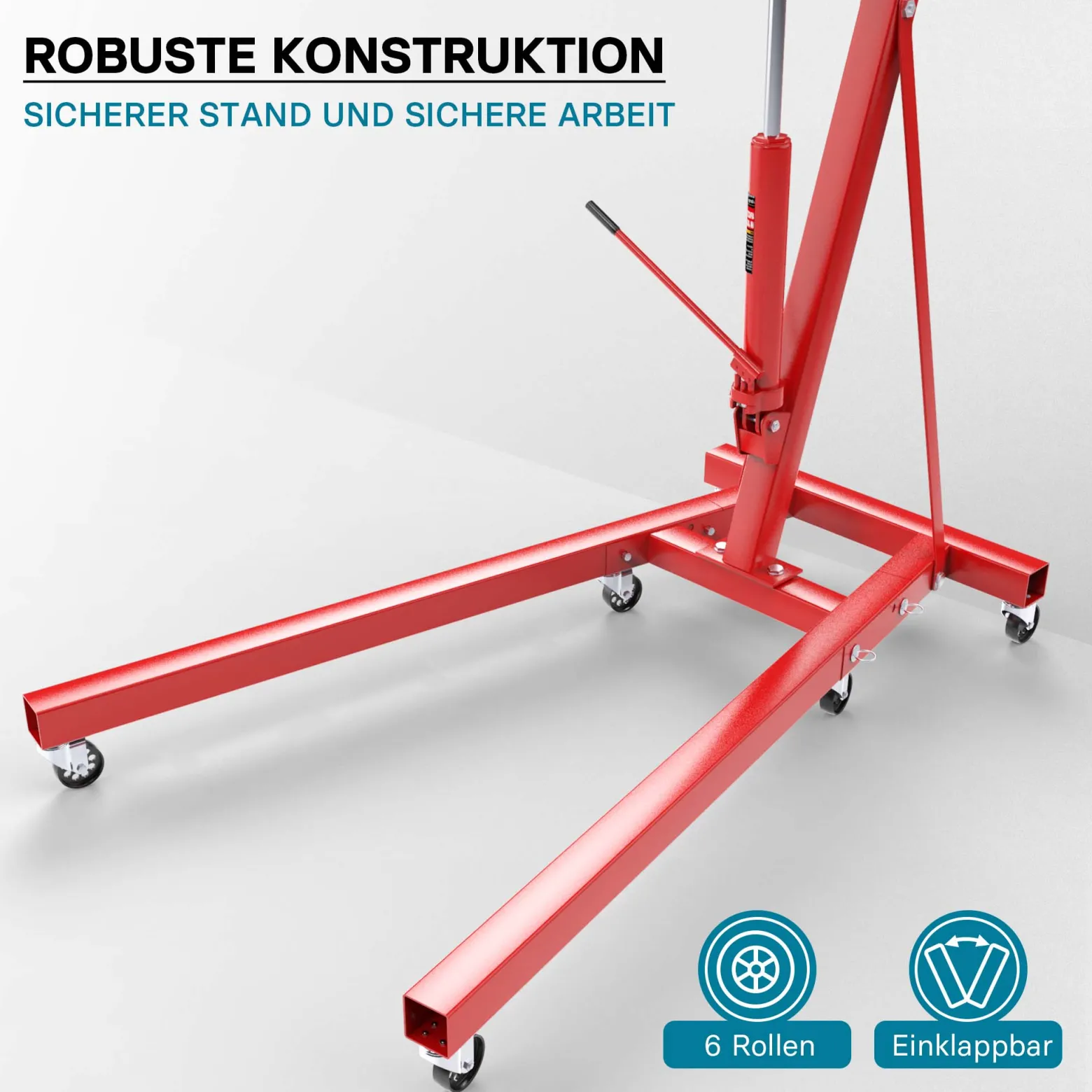 Motorheber Werkstattkran Getriebeheber Hebekran Ladekran klappbar Doppelpumpe 2000 kg Motorkran Schwerlastkran