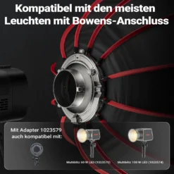 Multiblitz Deep Rota Softbox SF-65 Bowens mit Grid und Diffusoren, Lichtformer für Studioblitz und LED Dauerlicht, Lichtdiffusor für Porträtfotografie und Videobeleuchtung