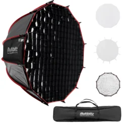 Multiblitz Deep Rota Softbox SF-90 Bowens mit Grid und Diffusoren, Lichtformer für Studioblitz und LED Dauerlicht, Lichtdiffusor für Porträtfotografie und Videobeleuchtung