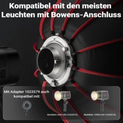Multiblitz Deep Rota Softbox SF-90 Bowens mit Grid und Diffusoren, Lichtformer für Studioblitz und LED Dauerlicht, Lichtdiffusor für Porträtfotografie und Videobeleuchtung
