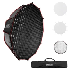 Multiblitz Deep Rota Softbox SF-120 Bowens mit Grid und Diffusoren, Lichtformer für Studioblitz und LED Dauerlicht, Lichtdiffusor für Porträtfotografie und Videobeleuchtung