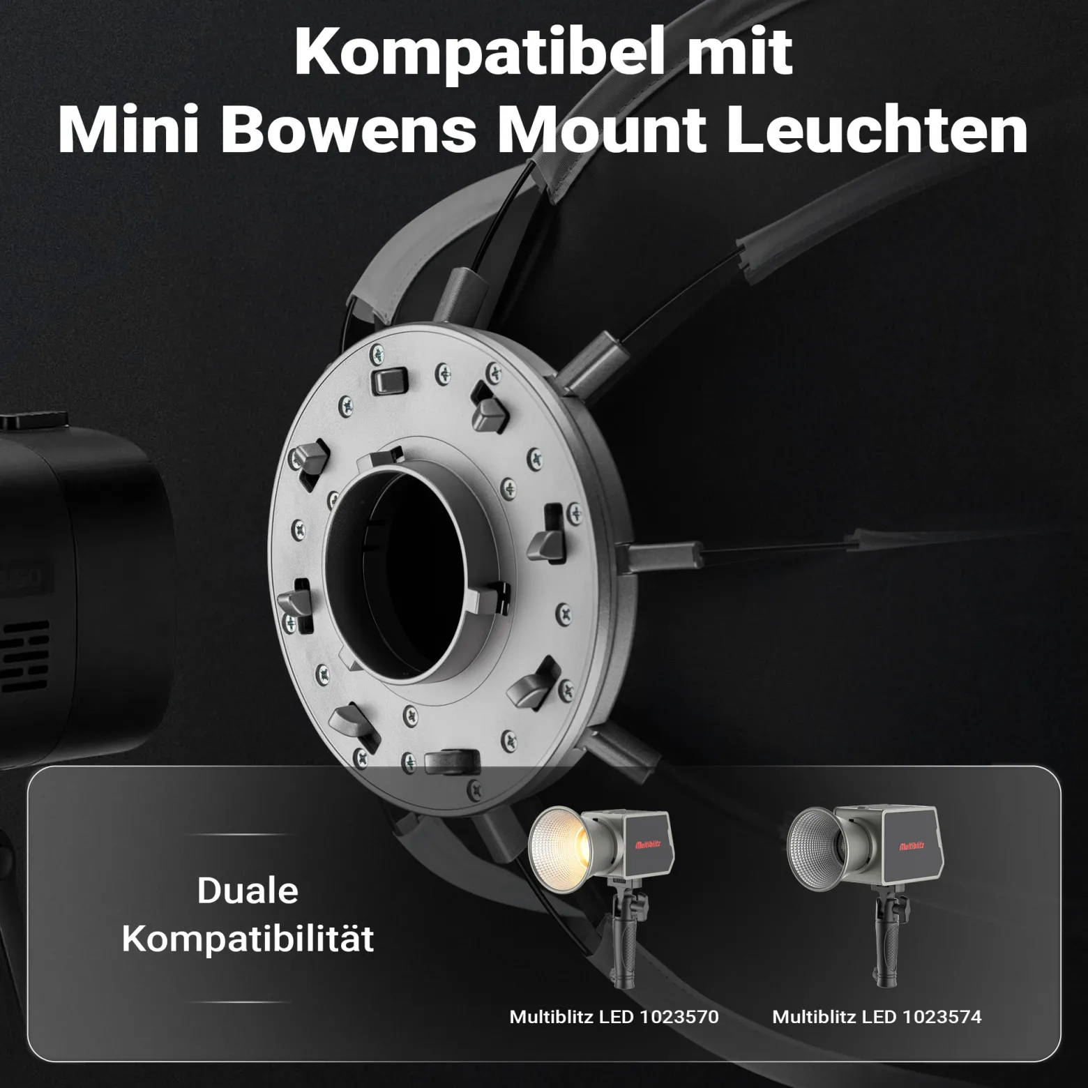 Multiblitz Octagon Softbox Ø 40 cm mit Mini Bowens Adapter inkl. Grid (Wabengitter) und Diffusor