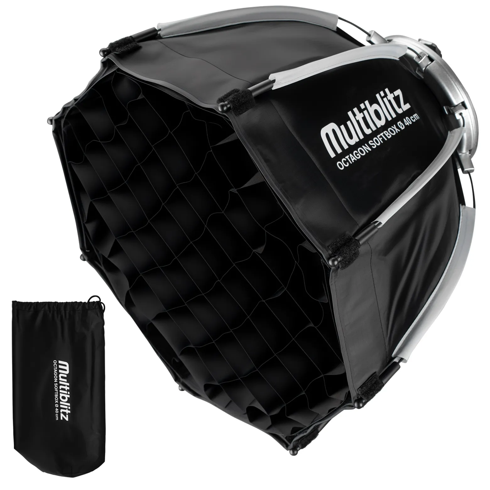 Multiblitz Octagon Softbox Ø 40 cm mit Mini Bowens Adapter inkl. Grid (Wabengitter) und Diffusor