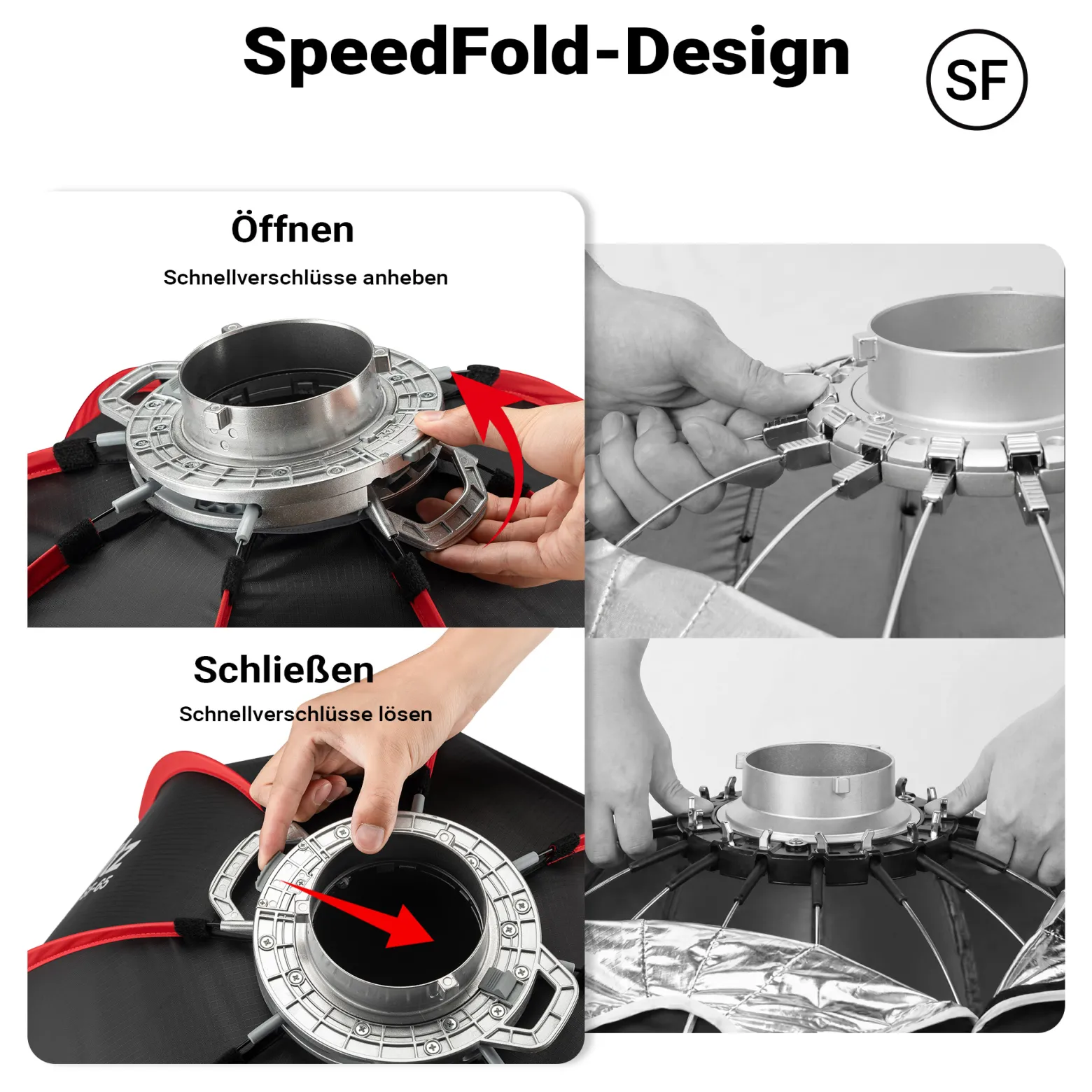 Multiblitz Octagon Softbox SF-65 Bowens mit Grid und Diffusoren, Lichtformer für Studioblitz und LED Dauerlicht, Lichtdiffusor für Porträtfotografie und Videobeleuchtung