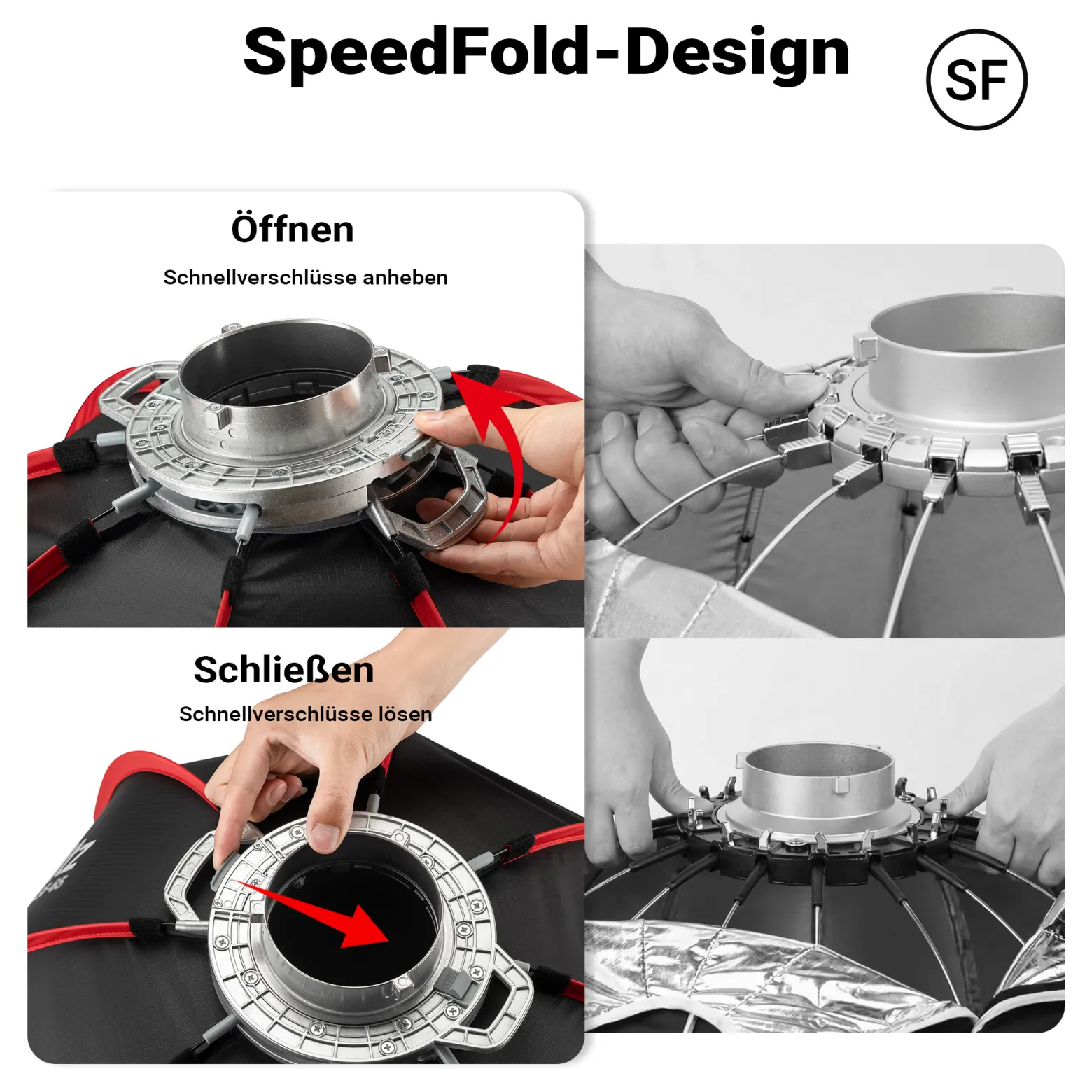 Multiblitz Octagon Softbox SF-90 Bowens mit Grid und Diffusoren, Lichtformer für Studioblitz und LED Dauerlicht, Lichtdiffusor für Porträtfotografie und Videobeleuchtung