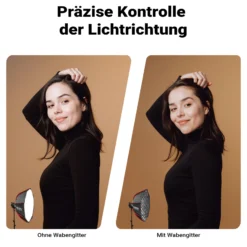 Multiblitz Octagon Softbox SF-90 Bowens mit Grid und Diffusoren, Lichtformer für Studioblitz und LED Dauerlicht, Lichtdiffusor für Porträtfotografie und Videobeleuchtung