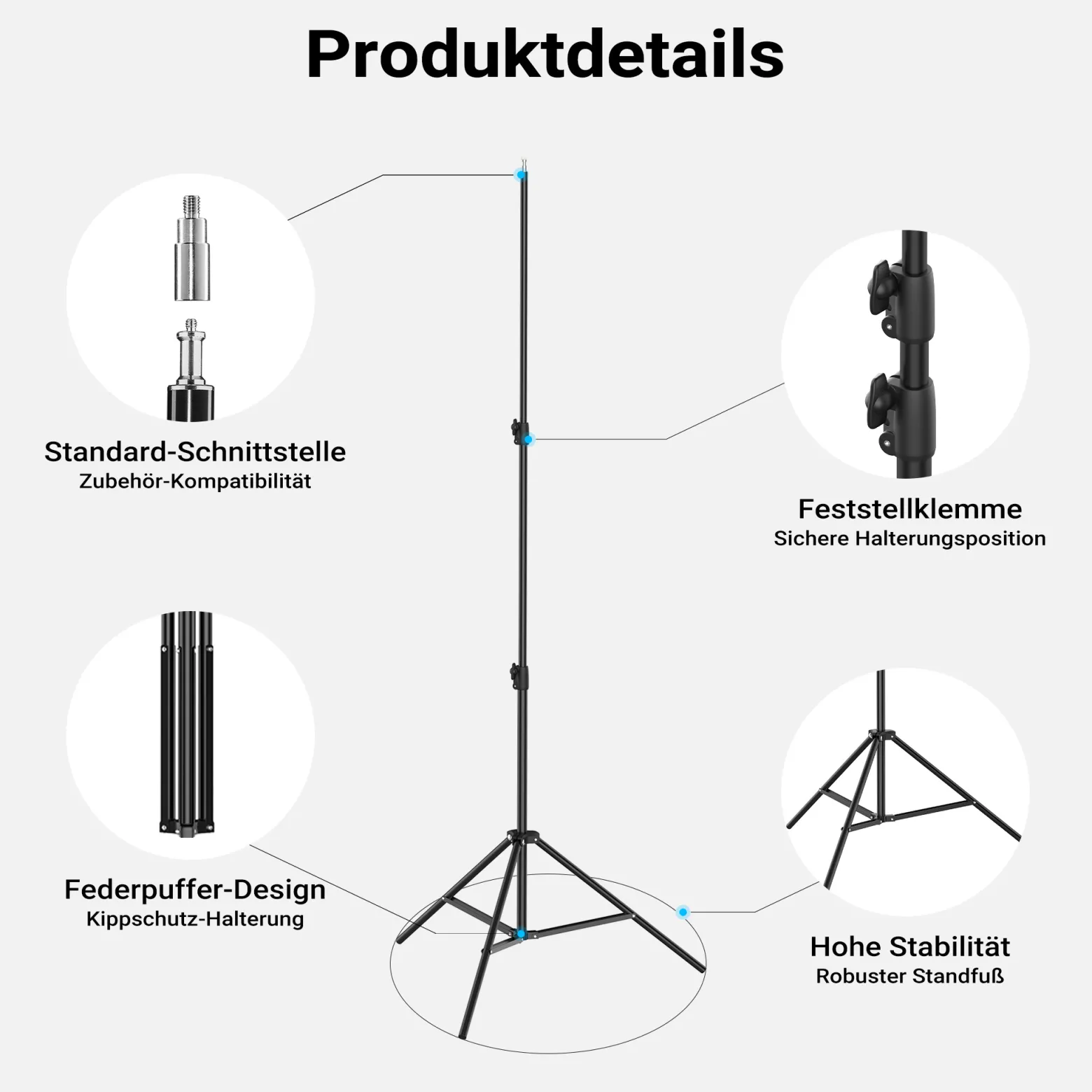 Multiblitz Set aus MB-PL LED 100B Fotolicht mit FT-8051 Lampenstativ